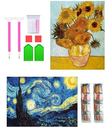 2 Pieces Diamond Painting For Adults Art Jewelry Vangogh .