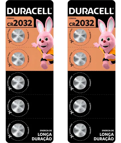 Pilha Bateria Duracell Moeda 2032 - 2 Cartela C/5 Unidades