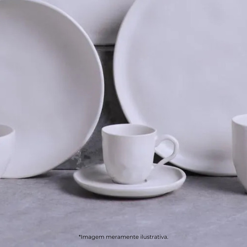 6 Xícara De Café Com Pires Porto Brasil Cerâmica Bio Stoneware Vit Cor Cinza