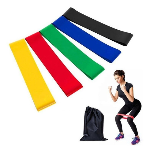 Set 5 Bandas Elásticas Resistencia Entrenamiento Fitness