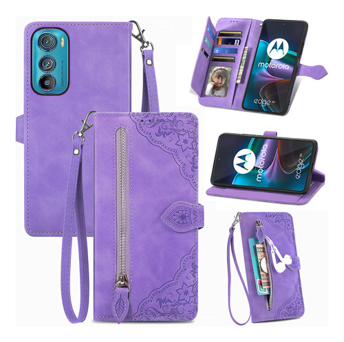 Funda De Piel Con Cierre Abatible Para Moto G8 Play/one Macr