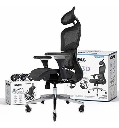 Silla Ergonomica De Oficina Lumbar Nouhaus Ergo3d Negro 