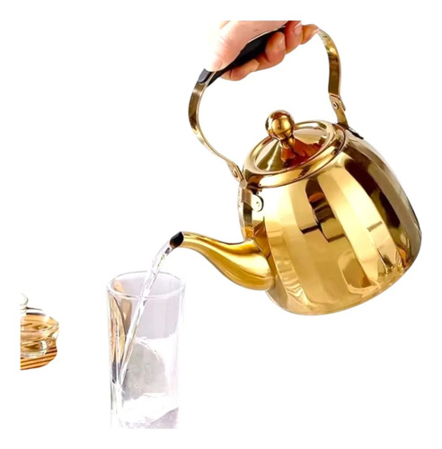Chaleira Dourada Com Infusor 1,5l Indução Chaleira Bule