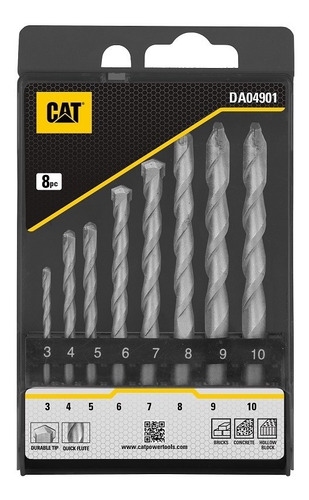 Mecha Cat Set 8pzas 3-4-5-6-7-8-9-10mm Para Mampostería