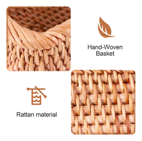 Cesta Rectangular De Mimbre De Ratán Tejida A Mano, De N3, P