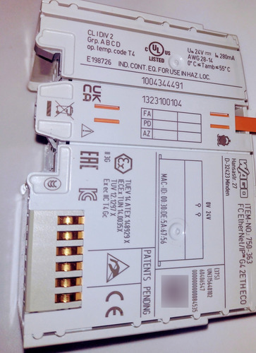 Wago750-363 Modulo Acoplador De Bus De Campo Ethernet/ip, (Usado)