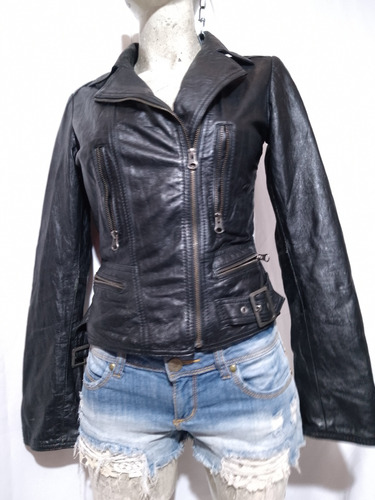 Sexy Chamarra De Piel Biker Motera Bershka Detalle 