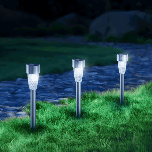 6 Uds Luz Solar Led Césped Acero Inoxidable 6500k Aigostar