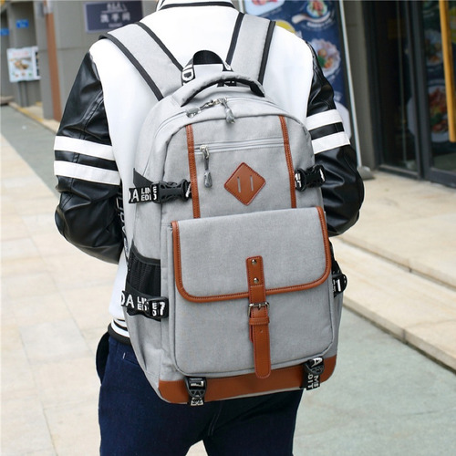 Mochila Escolar Feminina Resistente Para Notebook 15,6 35l Cor Cinza