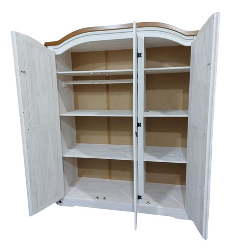 Ropero Armario 3 Puertas Madera Maciza Con Estantes