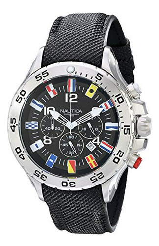 Reloj Nautica De Acero Inoxidable Con Correa Negra