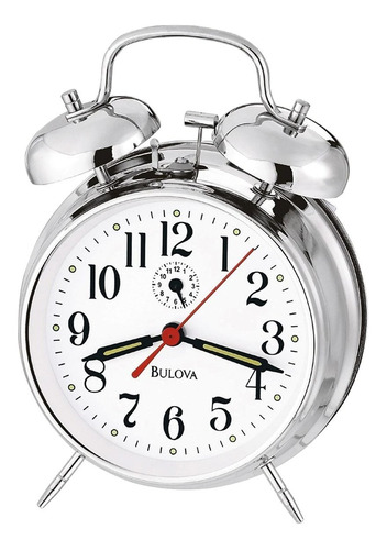 Reloj Bulova Clocks B8127 Despertador Campana Vintage Plata
