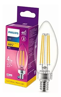 Foco Philips LED Filamento B11 base E12 luz cálida