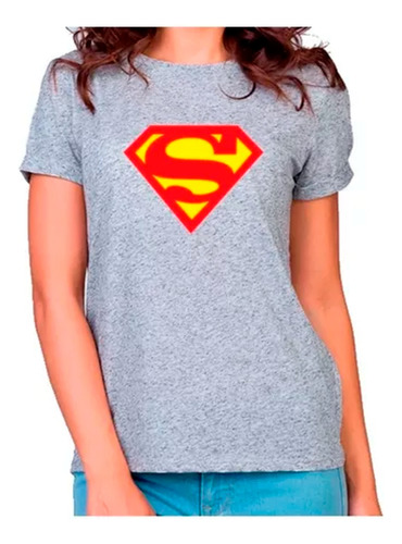 ¡oferta! Polera Manga Corta Para Dama Logo De Superman