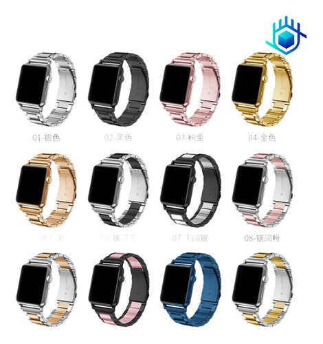 Imagen 9 de 10 de Correa Extensible Para Apple Watch Eslabon Premium + Mica