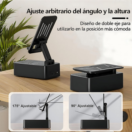 Bocina Bluetooth Portátil Con Soporte Para Celular Y Carga 3 En 1