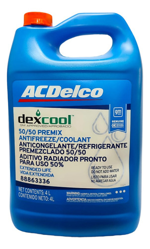 Refrigerante Para Motor Acdelco 50/50 4 Lts