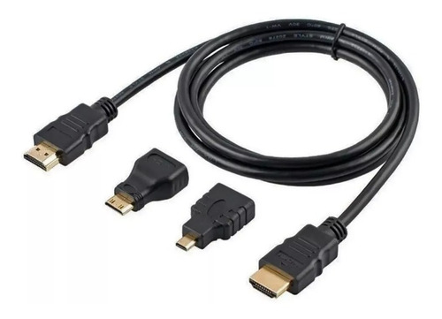 Cable Hdmi 1,5mts 3 En 1 Adaptadores Mini Hdmi Y Micro Hdmi