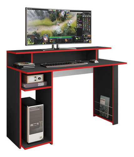 Mesa Gamer Com 1 Porta Revistas Multimóveis Cr25236 Cor Preto