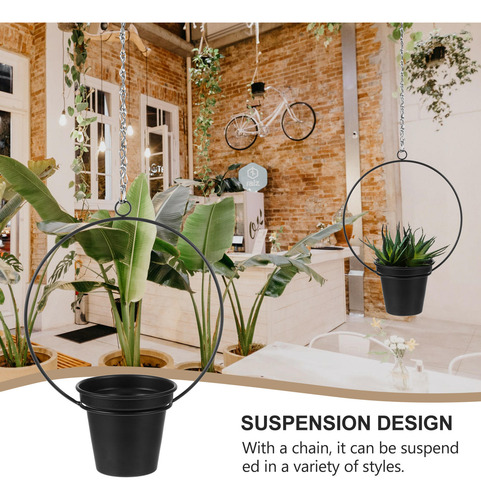 Iron Hanging Flower Pot Decorative Swinging Flower Basket Wa
