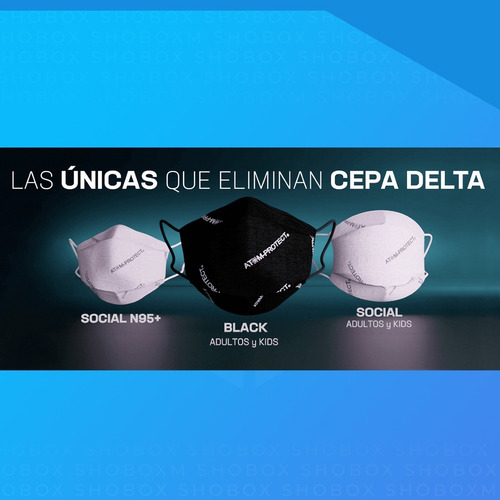 Imagen 5 de 7 de Barbijo Tapaboca Atom-protect Ultra Black Cepa Delta Pack X5