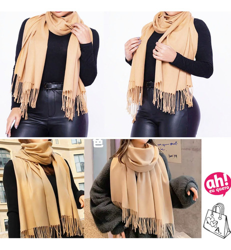 Pashmina Cachecol Scarf Xale Echarpe: Franjas Diversas Cores