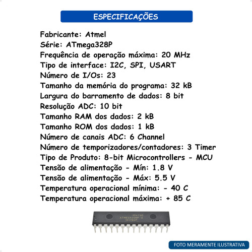 Microcontrolador Atmega328p-pu Dip Com Bootloader Original