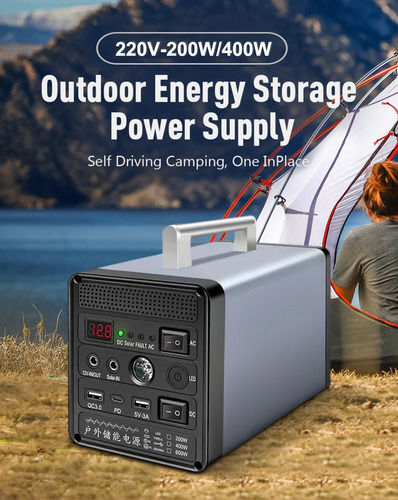 Kit Generador Energia 400w + Panel Solar 60w Portatil Carga