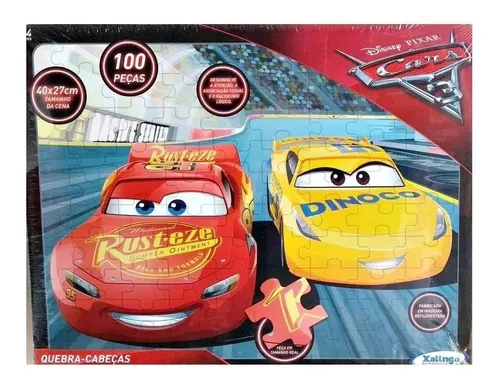 Jogo Quebra Cabeça Infantil Carros Disney 100 Peças Madeira :  : Brinquedos e Jogos