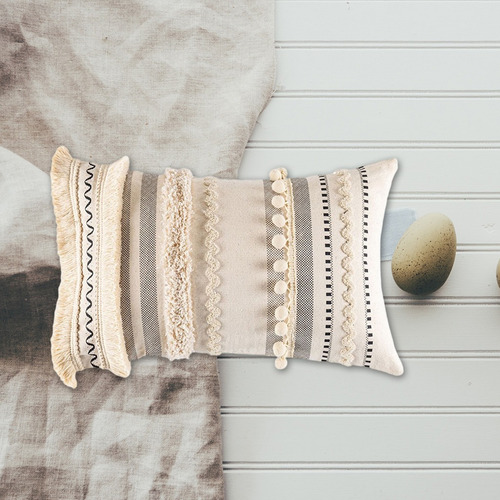 Boho Decoración Throw Borlas Almohada Cubierta Hecha A Mano
