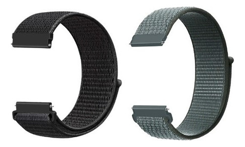 Kit Pulseira 20mm Nylon Bight Compatível Relógio Smartwatch Cor Preto-cinza Tempestade
