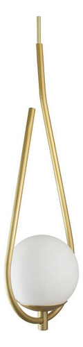 Lustre Pendente Trybo 4126-14-BR On Drop Dourado Com Globo De Vidro Branco