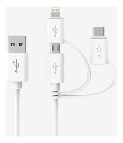 Cable 3 1 Micro Usb Lightning Tipo C Para iPhone iPad Huawei