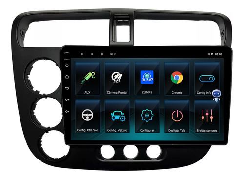 Multimidia Civic 01/05 9p Qled Android Carplay 2gb 32gb