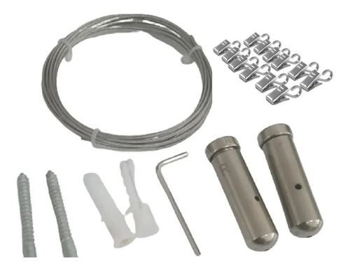 Kit Barral  Cable De Acero Inox Cortina Baño Ta001 Bronzen