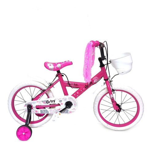 Bicicleta paseo Dencar URBY 7126 R16 color rosa con ruedas de entrenamiento  