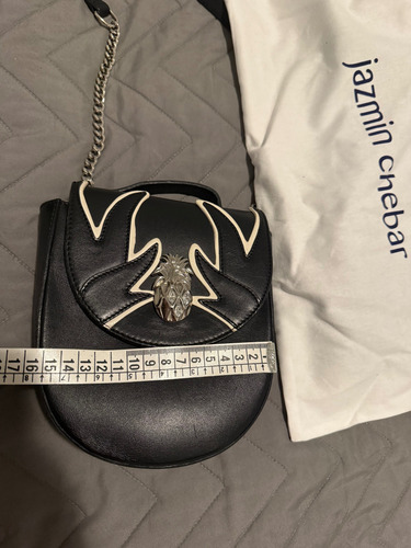 Cartera Jazmín Chebar Negro Lisa Níquel Negro (Usado)