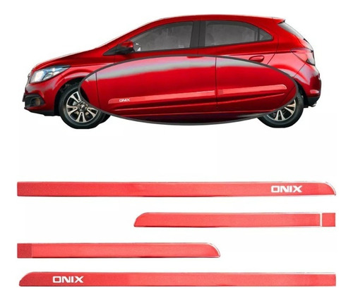 Friso Lateral Chevrolet Onix 2020 21 22 2023 Vermelho Carmim