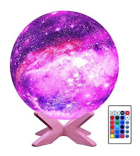 Lámpara 3d Niños Luz Nocturna Galaxia Cambio Colores Recarga