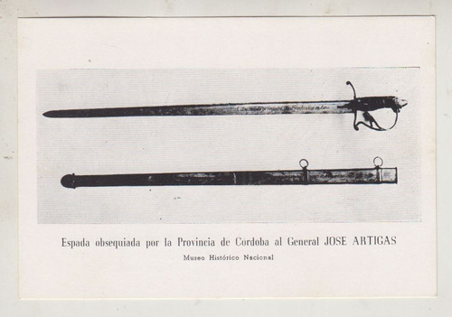 1954 Uruguay Militaria Postal Con Espada Del Procer Artigas
