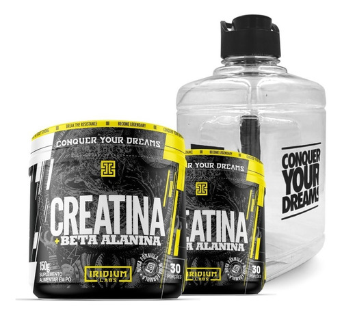 Kit 2x Creatina C/ Beta Alanina + Galão 1,5l - Iridium Labs Sabor Sem Sabor