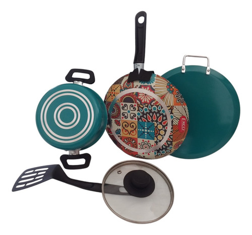 Batería De Cocina Ekco Antiadherente 773765 De 5 Piezas Color Azul