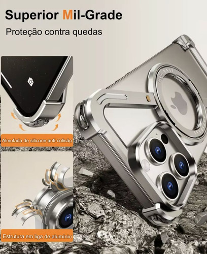 Capa Moldura Alumínio Para iPhone 15 Pro, 15 Pro Max Luxo