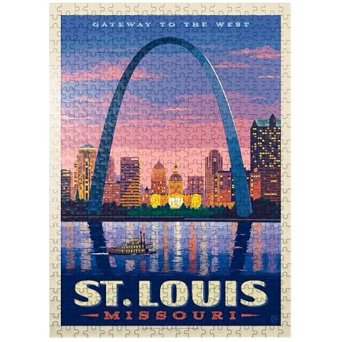 St. Louis, Mo: Gateway Arch At Sunset, Vintage Poster - Prem