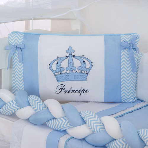 Kit Mini Berço Trança Coroa Realeza 12 Peças Menina Menino