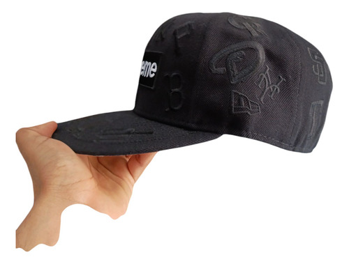 Gorra Plana All Over Black Supre(edición Especial) Negro 7