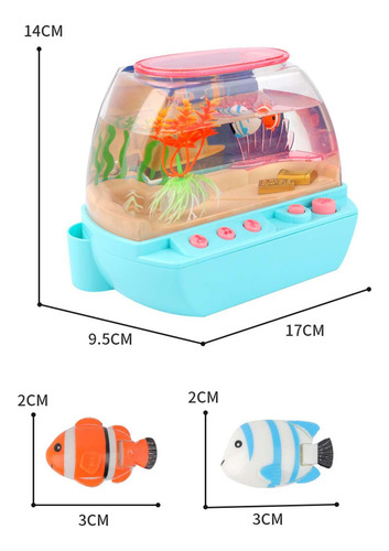 Acuario Pecera Decoración Dibujos Animados Mini Con Luz Con