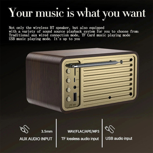 Para Rádio Fm De Madeira Vintage, Alto-falantes Bluetooth