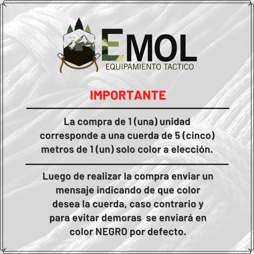 Paracord 5 Metros Cuerda 550 Tipo 3 - 50 Colores Made In Usa