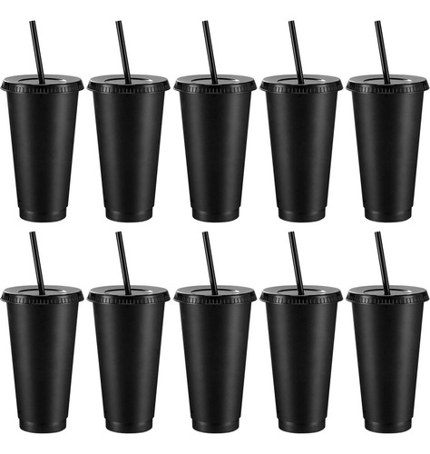 Qy Vasos Reutilizables De Plastico Con Tapa Y Popote 710ml